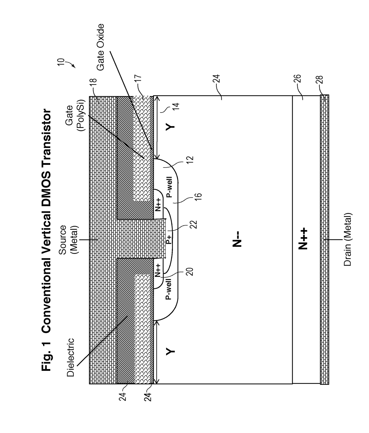 Power MOSFET having planar channel, vertical current path, and top drain electrode