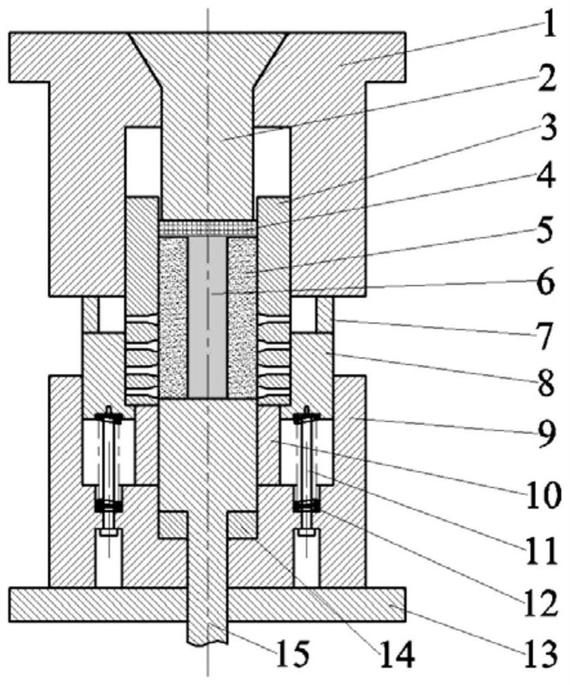 High-temperature alloy bar blank upsetting forming device and method based on high-temperature-resistant medium