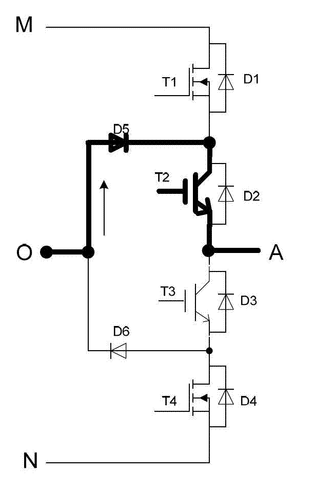 Single-phase half-bridge three-level circuit and three-level converter