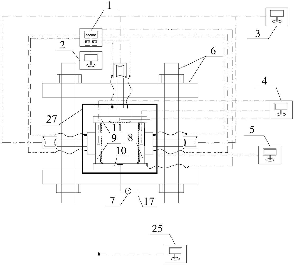 True triaxial seepage test device under action of surrounding rock or soil