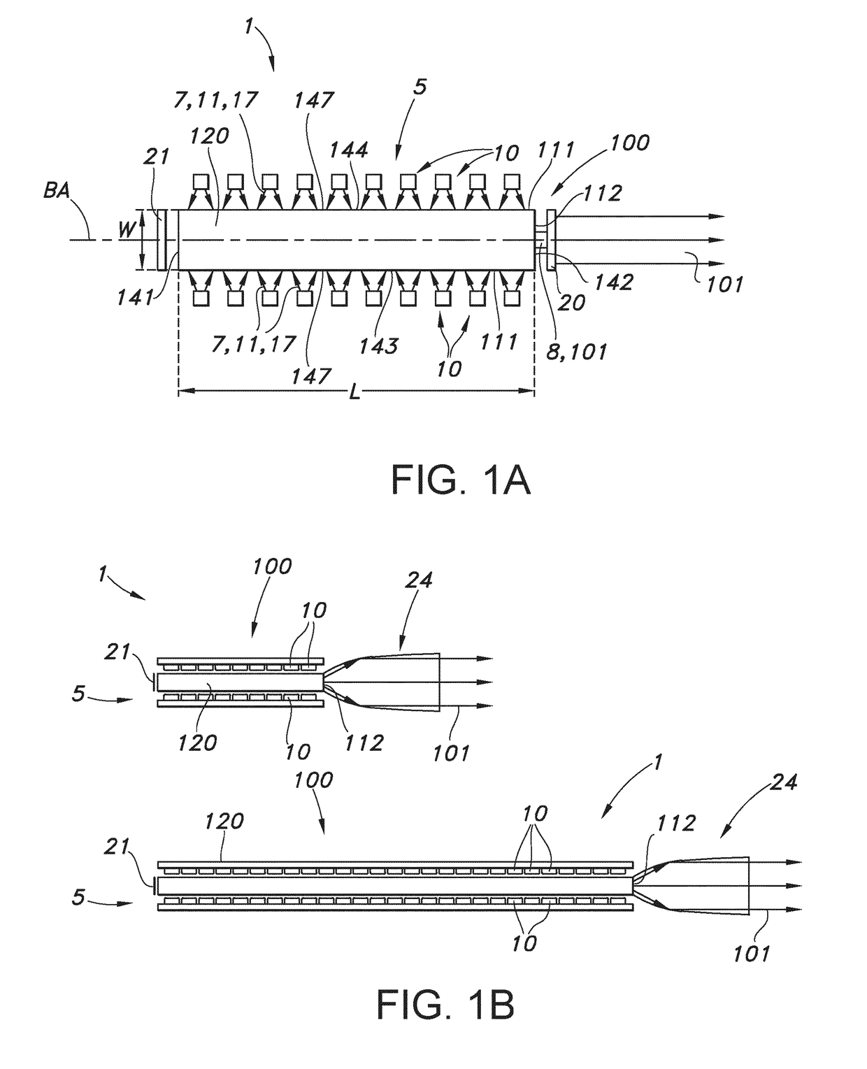 Multiple pumping luminescent rod configuration for obtaining ultra-high brightness