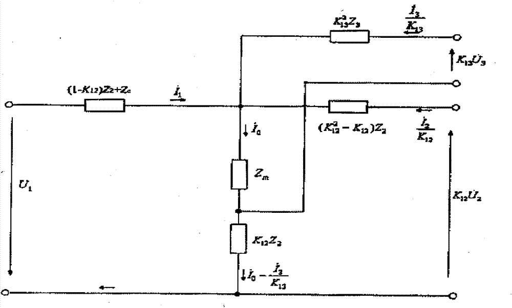 Single-phase three-winding autotransformer model taking account of nonlinear influences of excitation impedance