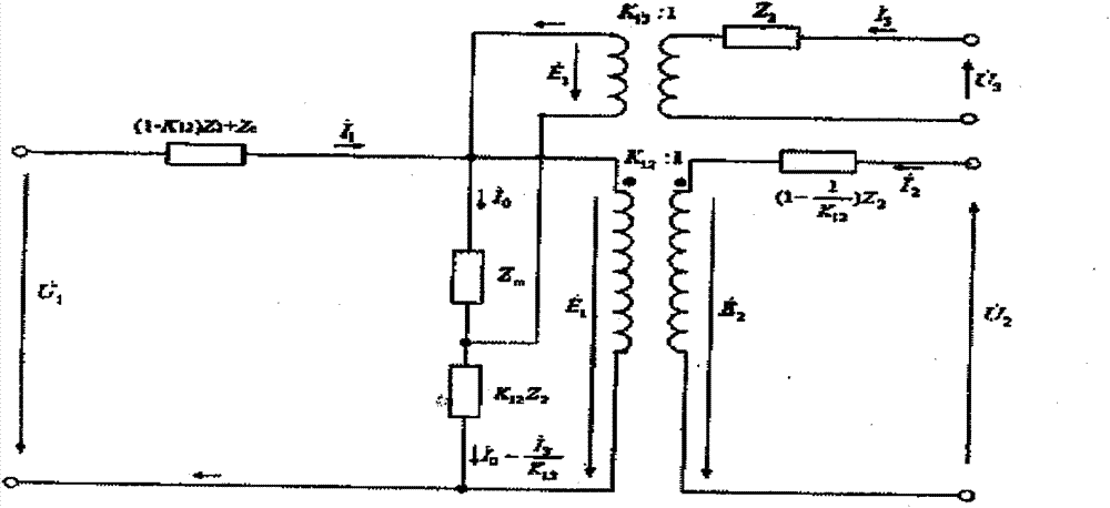 Single-phase three-winding autotransformer model taking account of nonlinear influences of excitation impedance