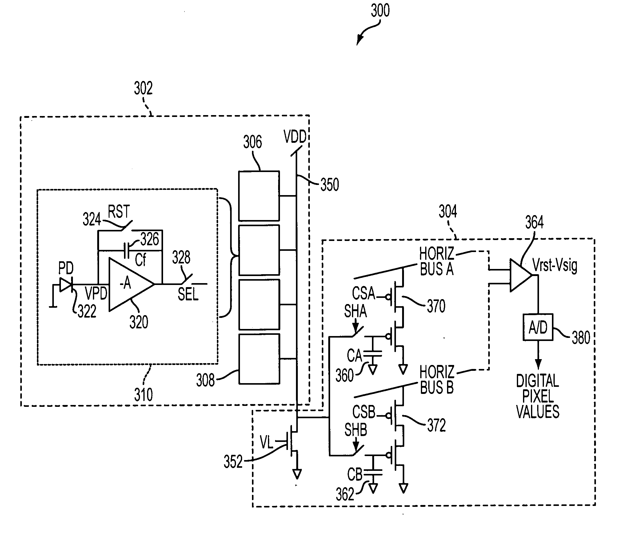 Amplification with feedback capacitance for photodetector signals