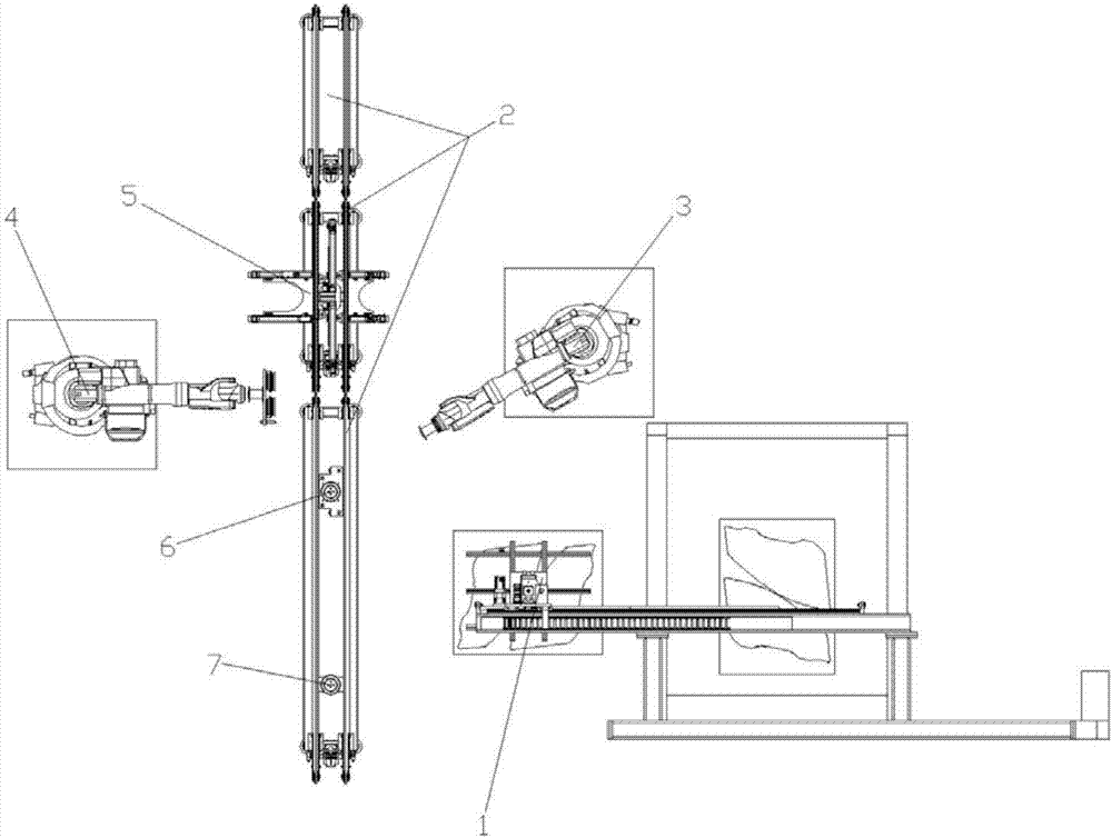 Novel automatic lamination device and method of automobile laminated glass