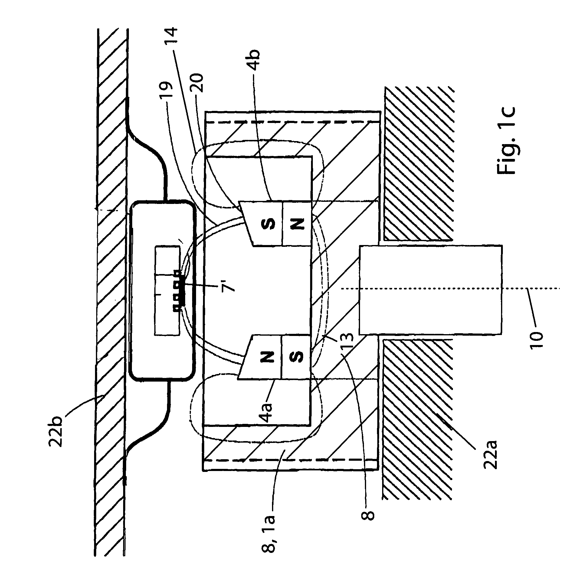 Assembly for detecting more than one rotation through a position encoder magnet