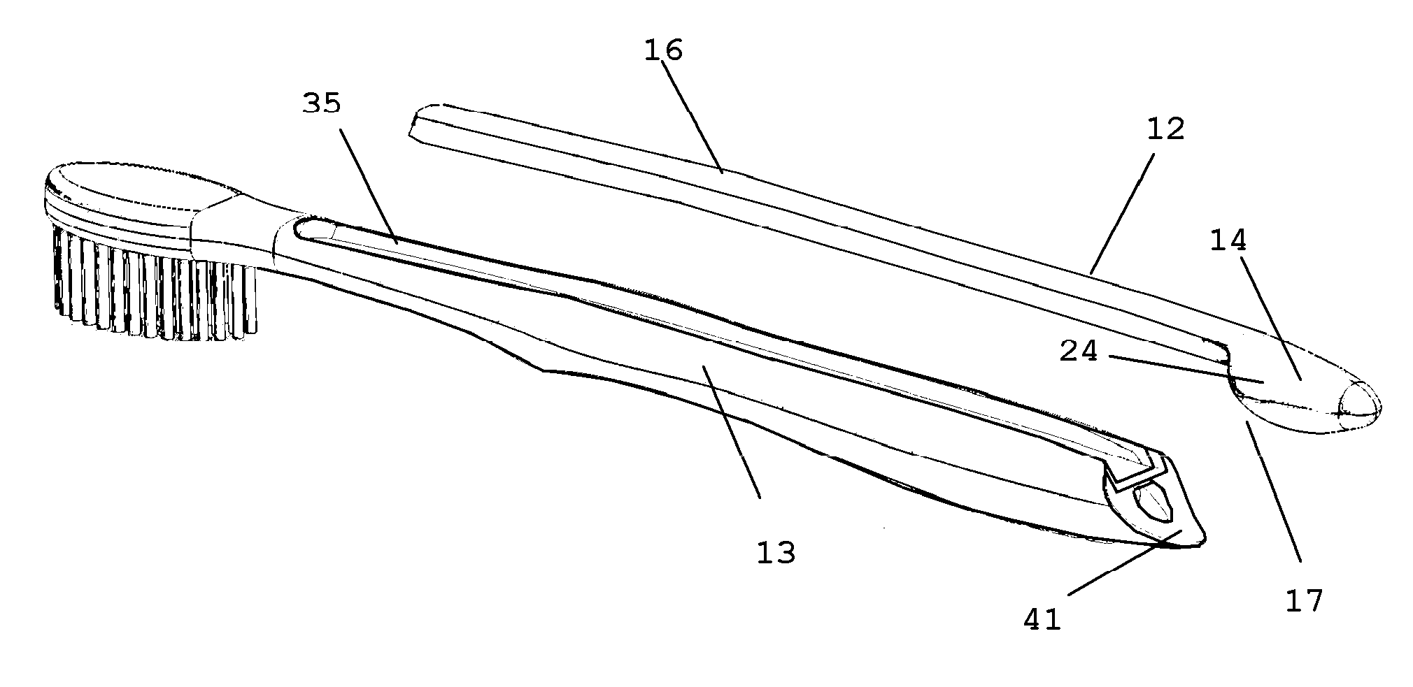 Tongue scraper adapted for engagement with a toothbrush