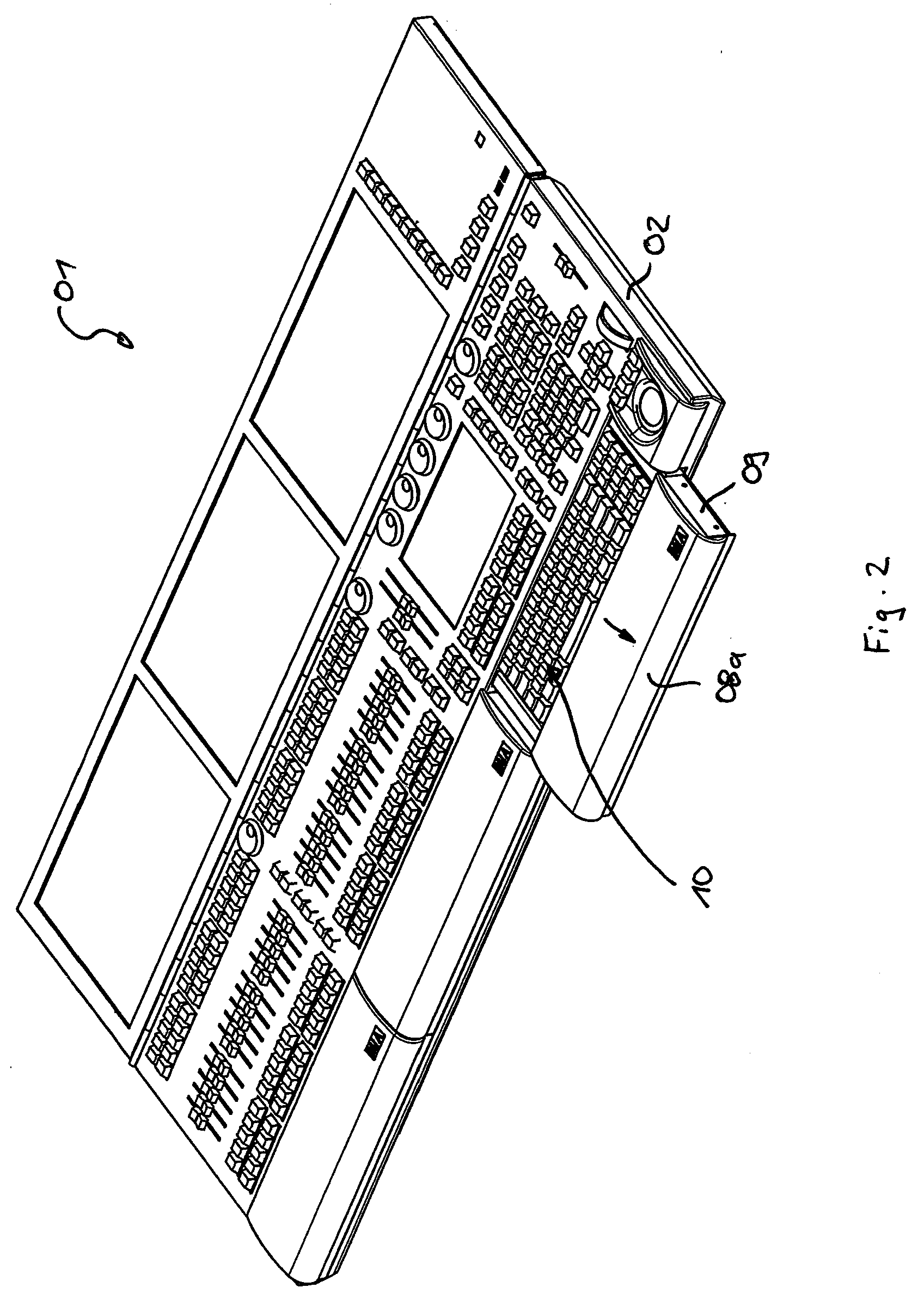 Lighting control console for controlling a lighting system