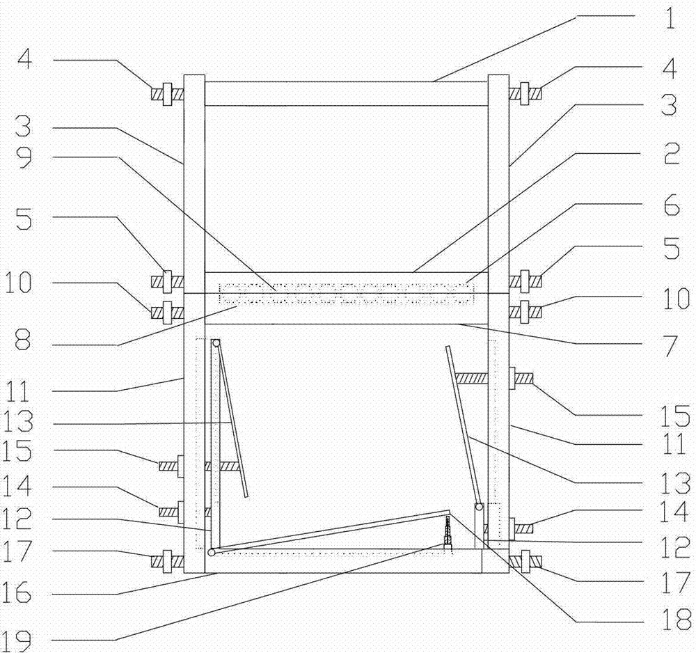 Shearing box device for rock-like material