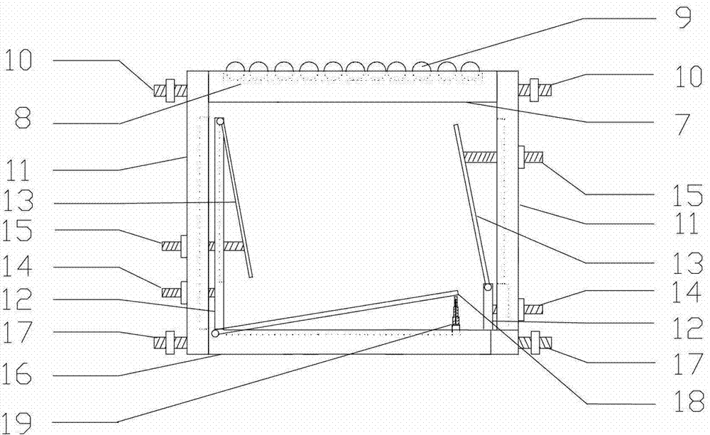 Shearing box device for rock-like material