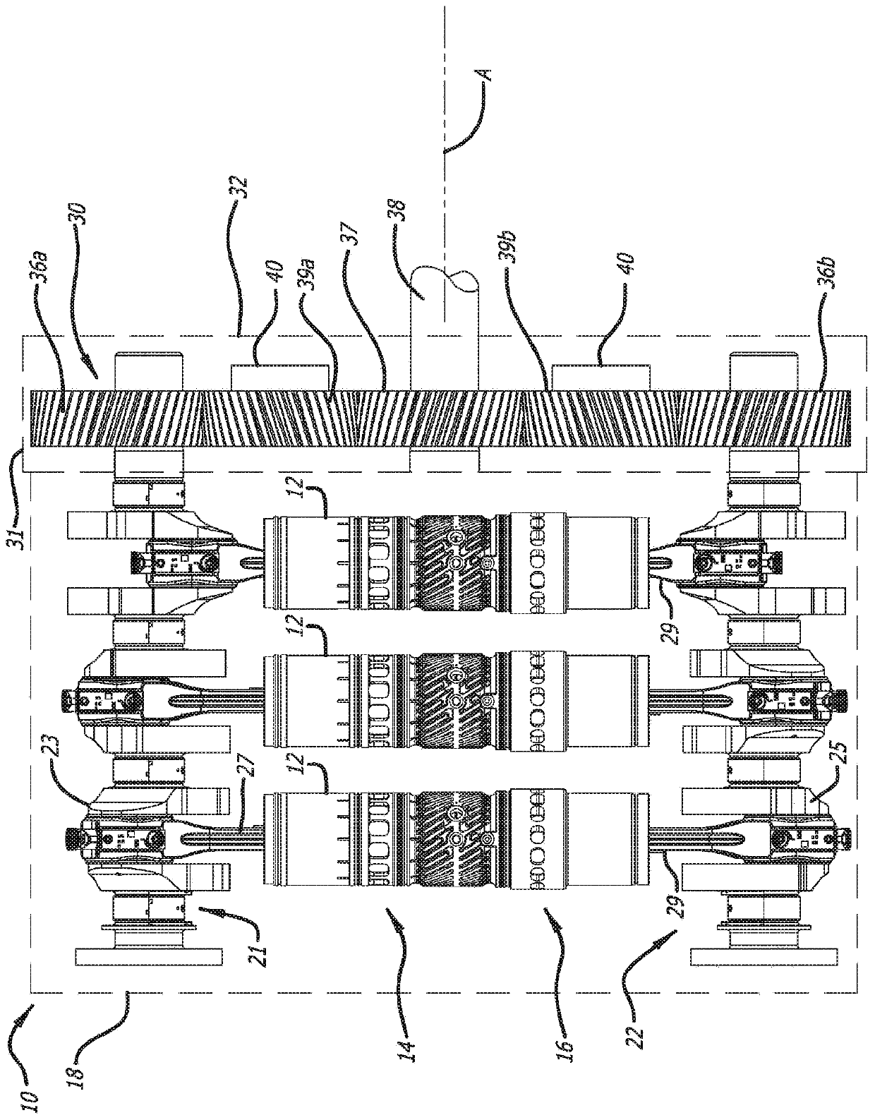 Reduction of noise, vibration, and harshness in opposed-piston engine