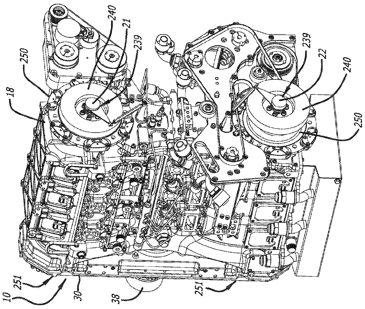 Reduction of noise, vibration, and harshness in opposed-piston engine