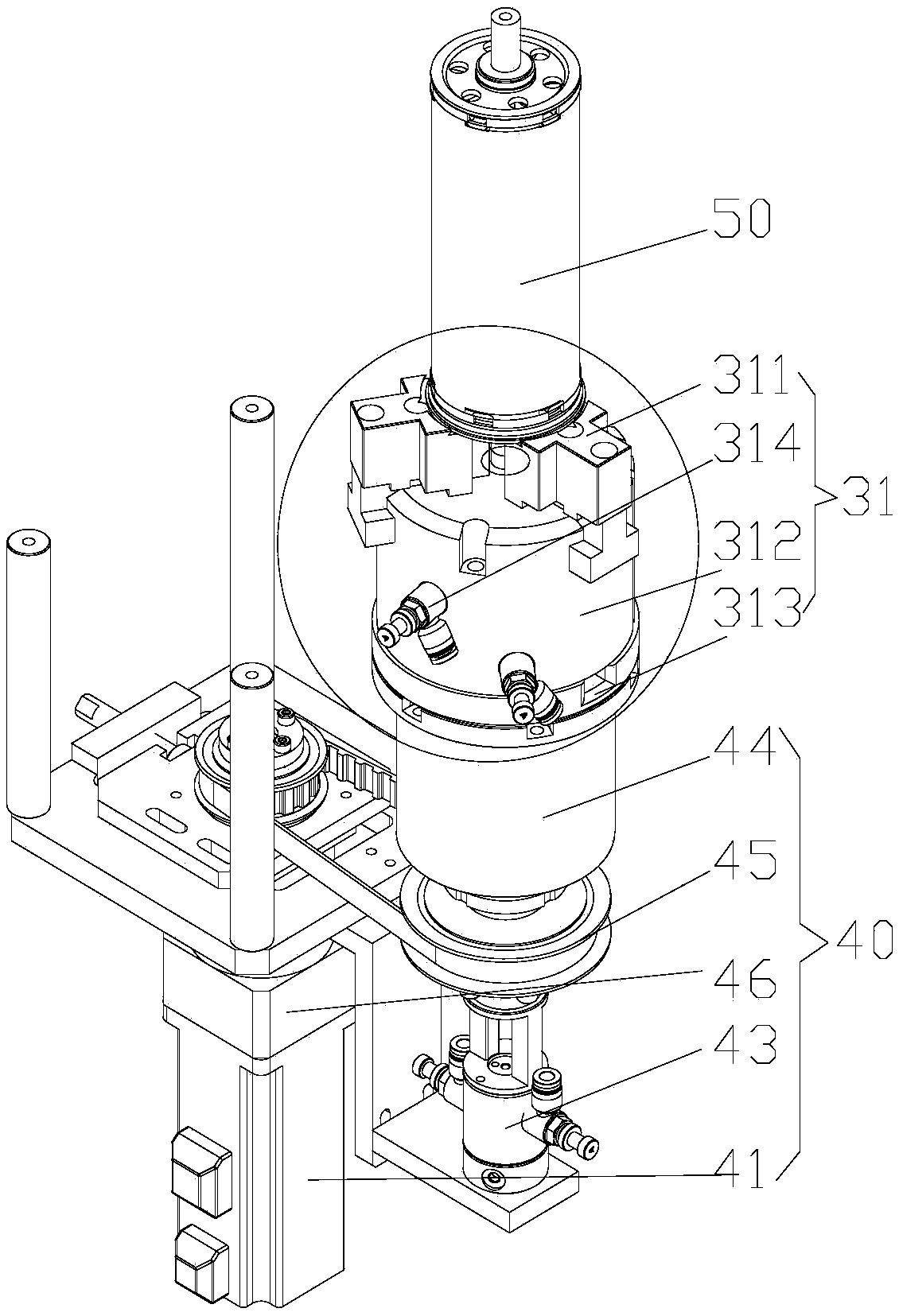 Clamp component and tape laminator with same