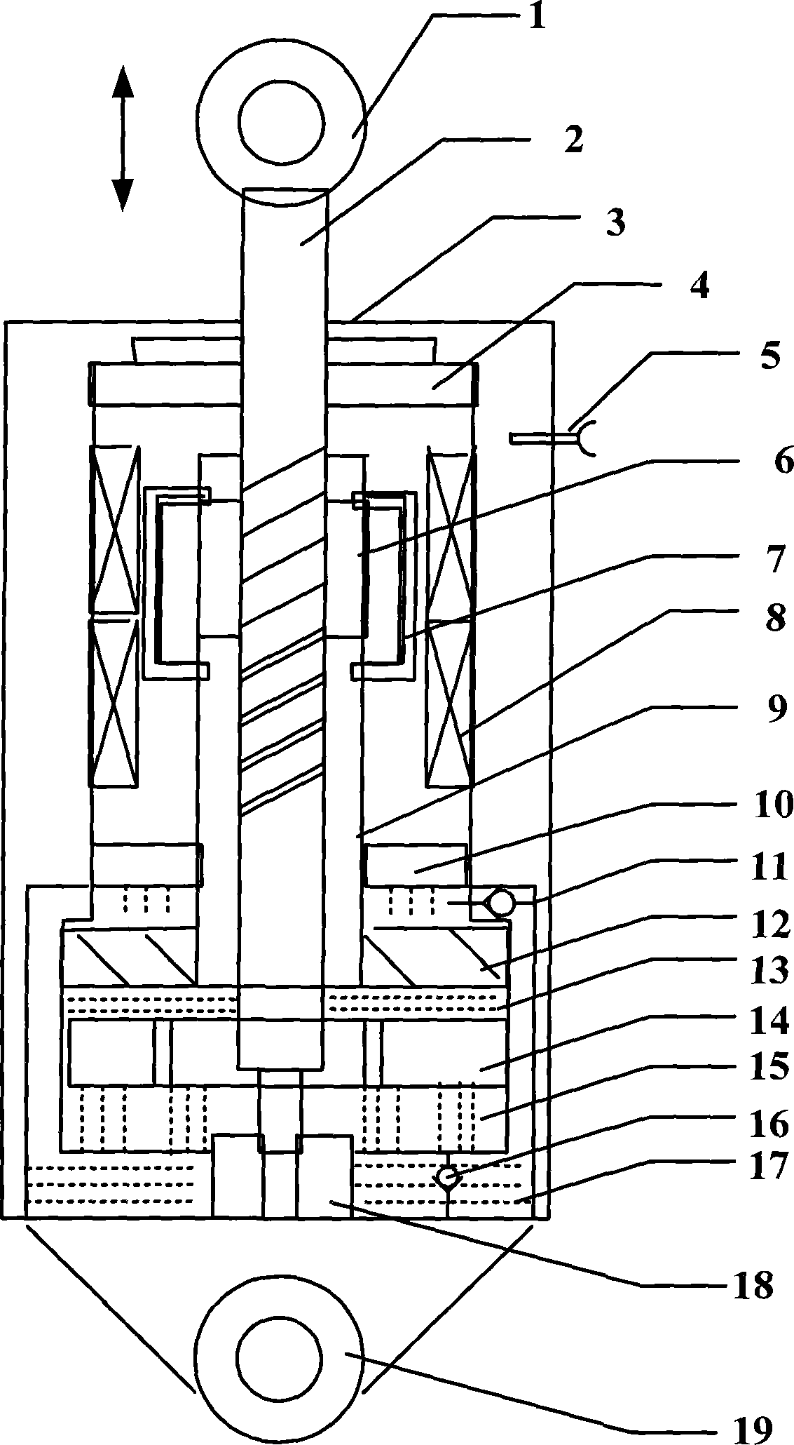 Generating device for recycling energy of suspended vibration absorber to charge new-energy-source automobile