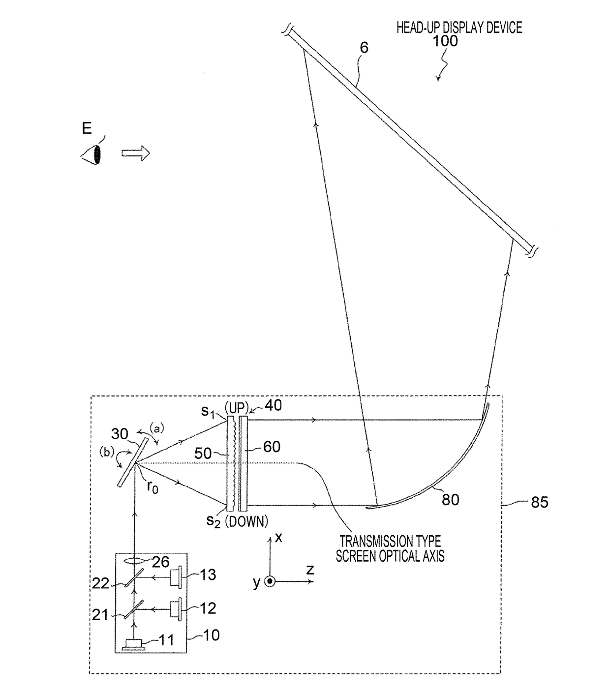 Transmission type screen and head-up display device using same