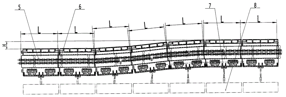 V-shaped geometric form of middle plate structure of middle groove