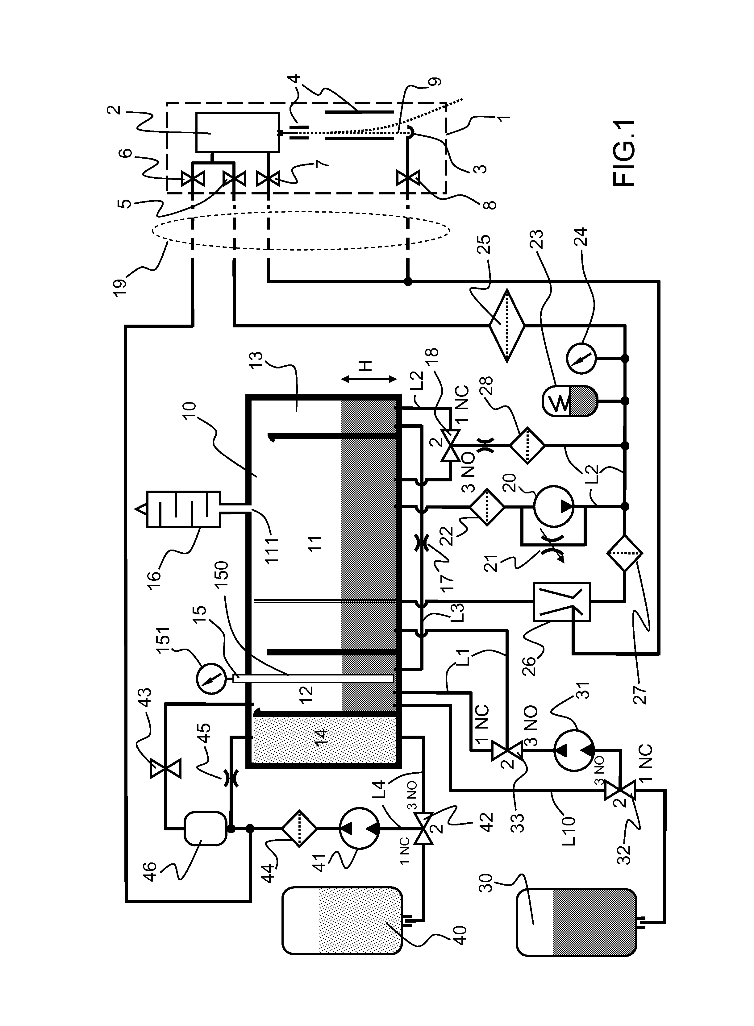 Measuring system in a fluid circuit of a continuous inkjet printer, related fluid circuit and block designed to implement said measuring system