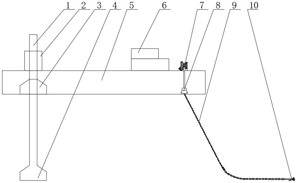 Mooring device and fastening method for a movable floating dock