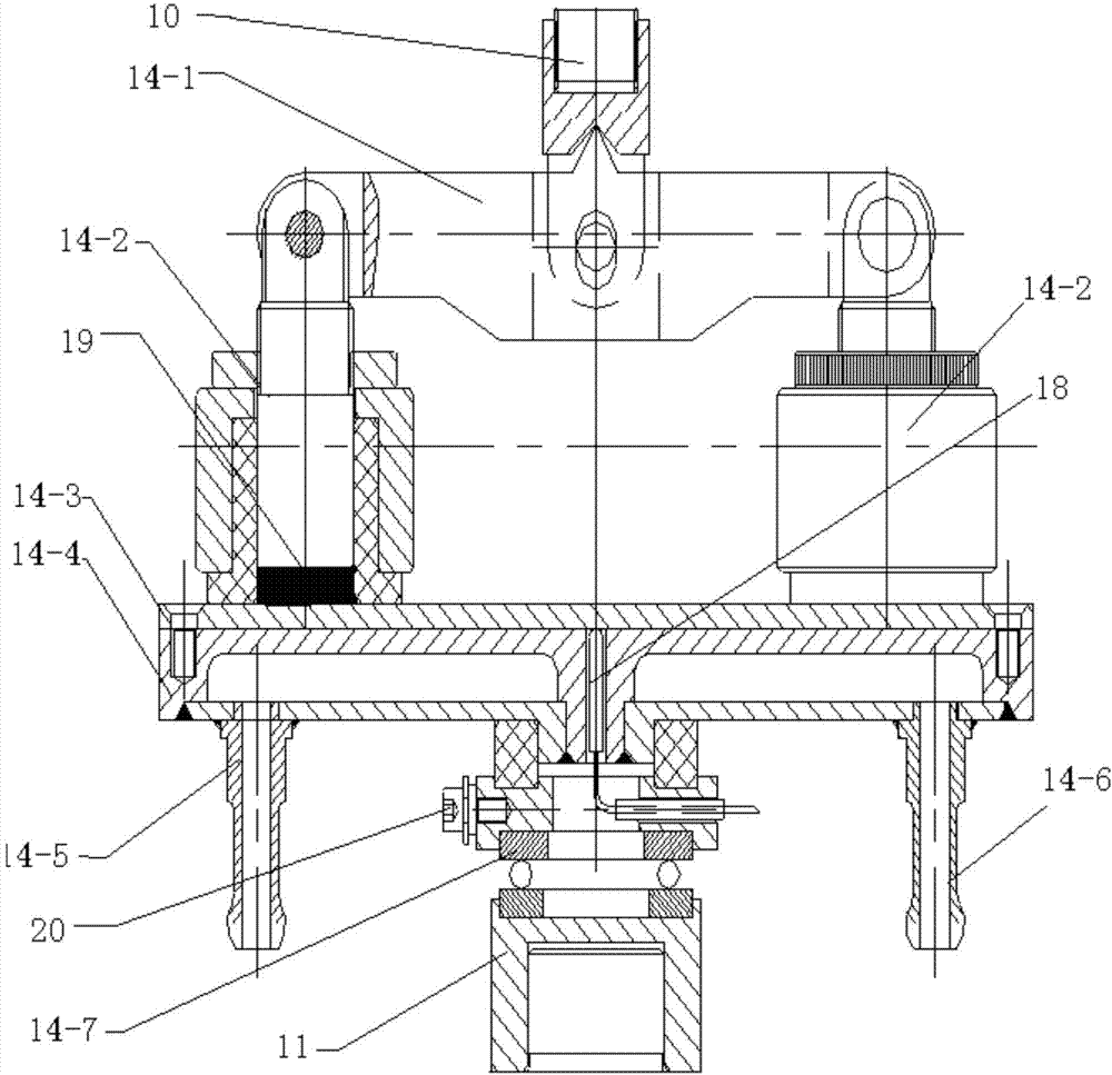 Machine body process temperature measuring device in screw extrusion molding process of screw extrusion propellant material