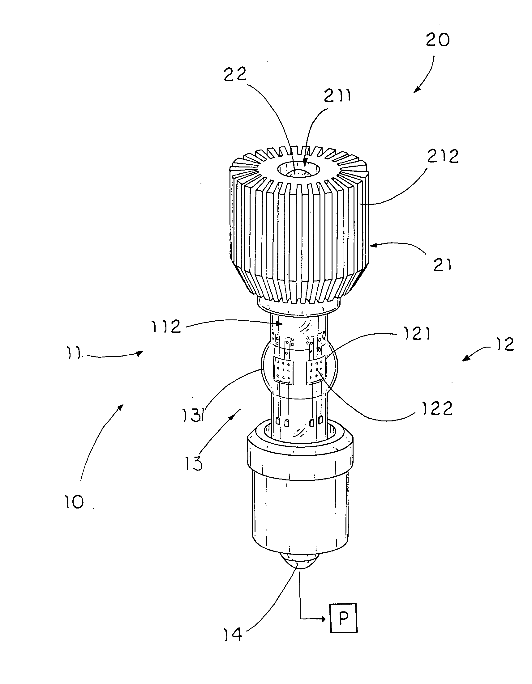 Light source with heat transfer arrangement