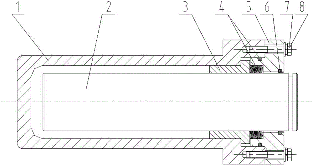 Elastic rolling support roller device and guide method of assembled heavy single-acting oil cylinder plunger