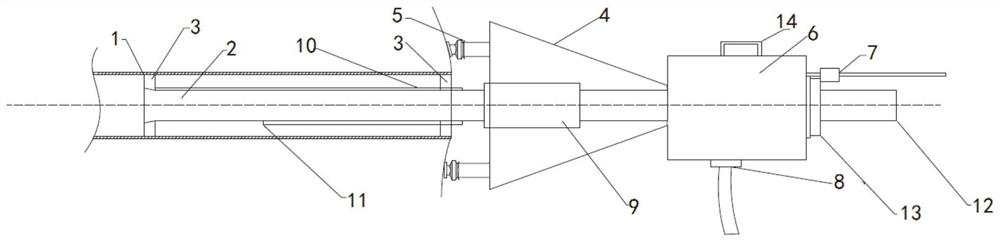 Pipe seam type anchor rod drawing test device and method suitable for deep complex environment