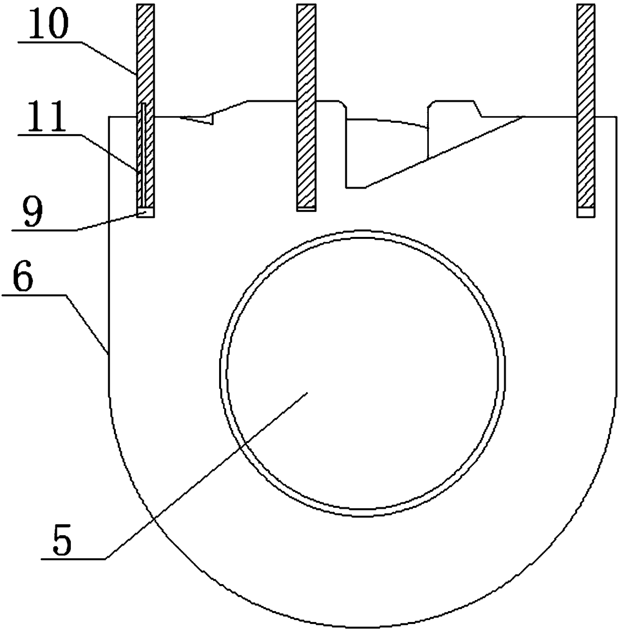 A plastic skeleton structure with pins for inductive coils