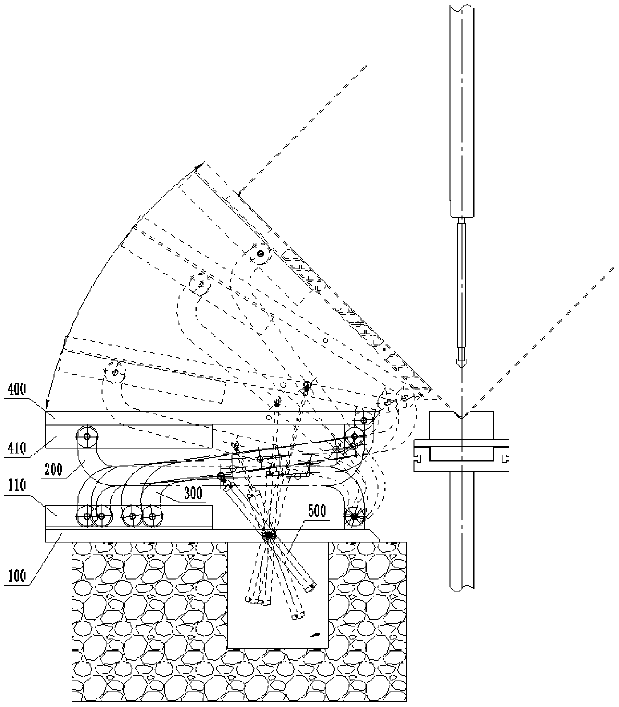 Bent plate follow-up supporting device and using method thereof