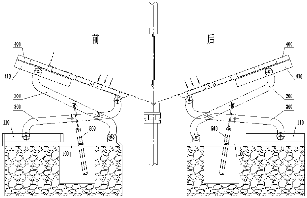 Bent plate follow-up supporting device and using method thereof