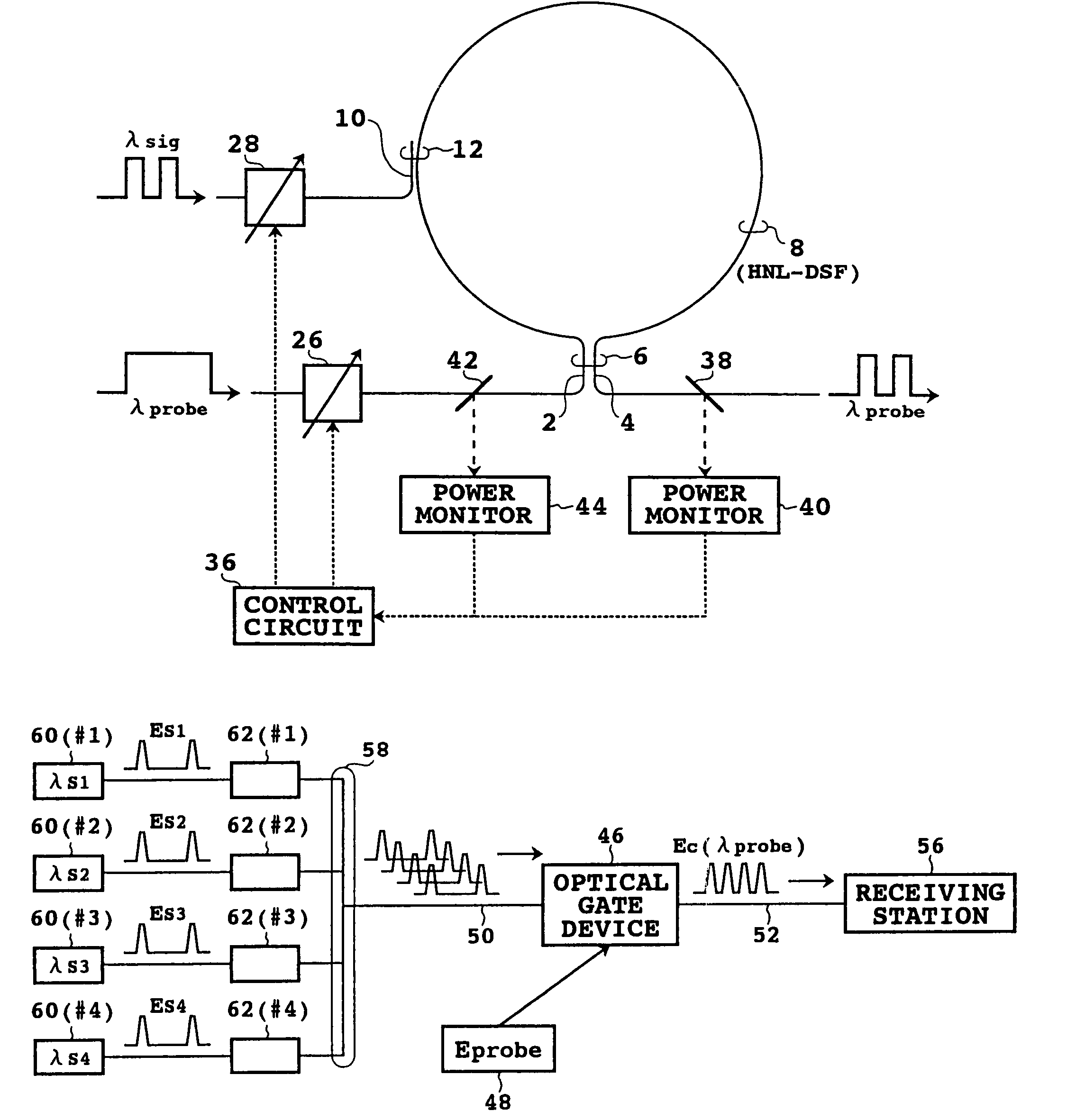 Optical gate device, manufacturing method for the device, and system including the device