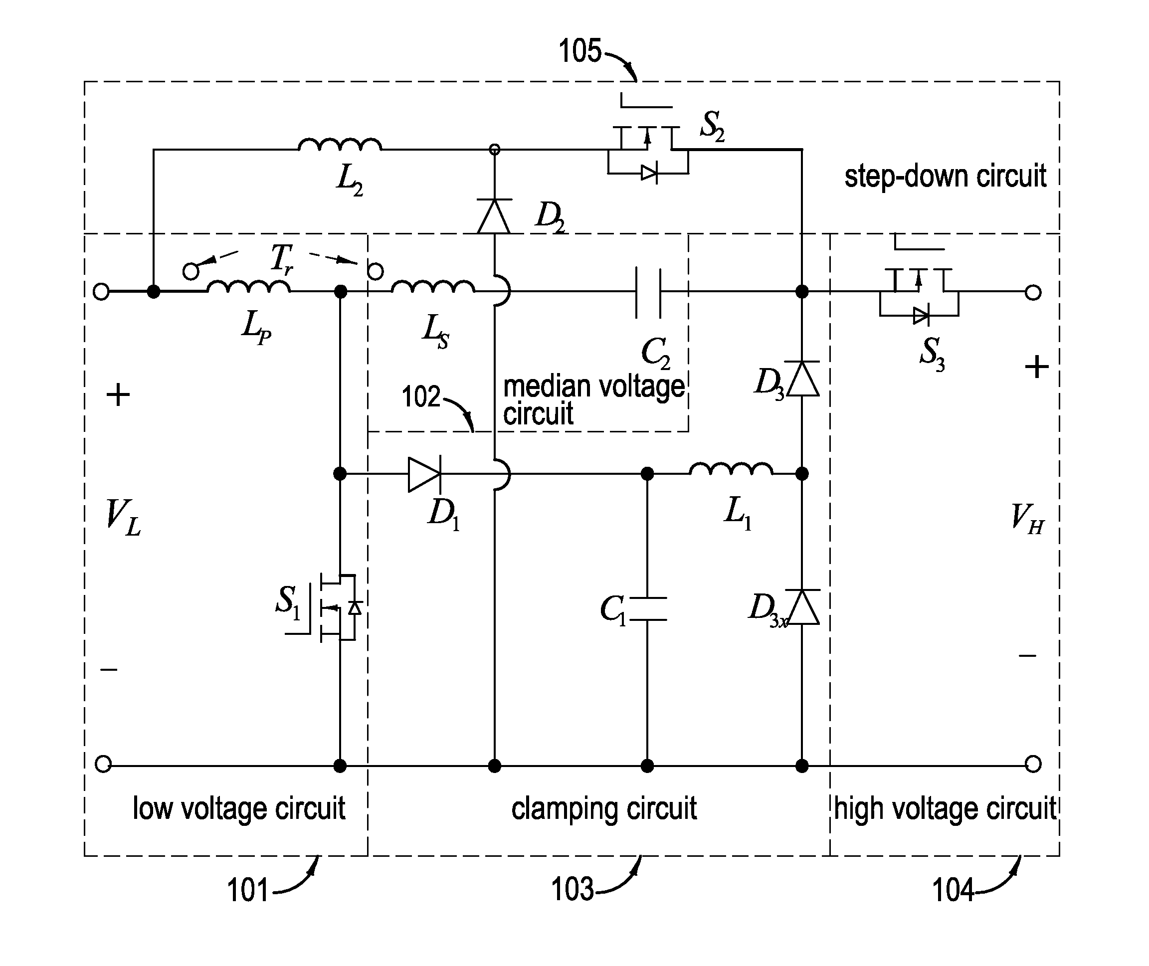 High-efficiency high-voltage difference ratio bi-directional converter