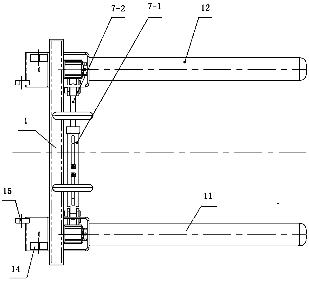 Round grass bundle supporting clamp, round grass bundle stacking device and working method