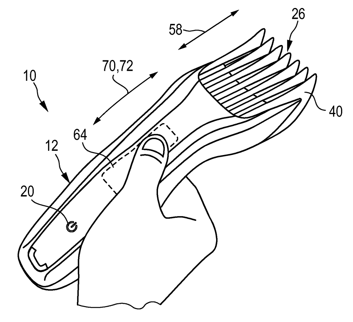 Adjustable spacing comb, adkustment drive and hair cutting appliance