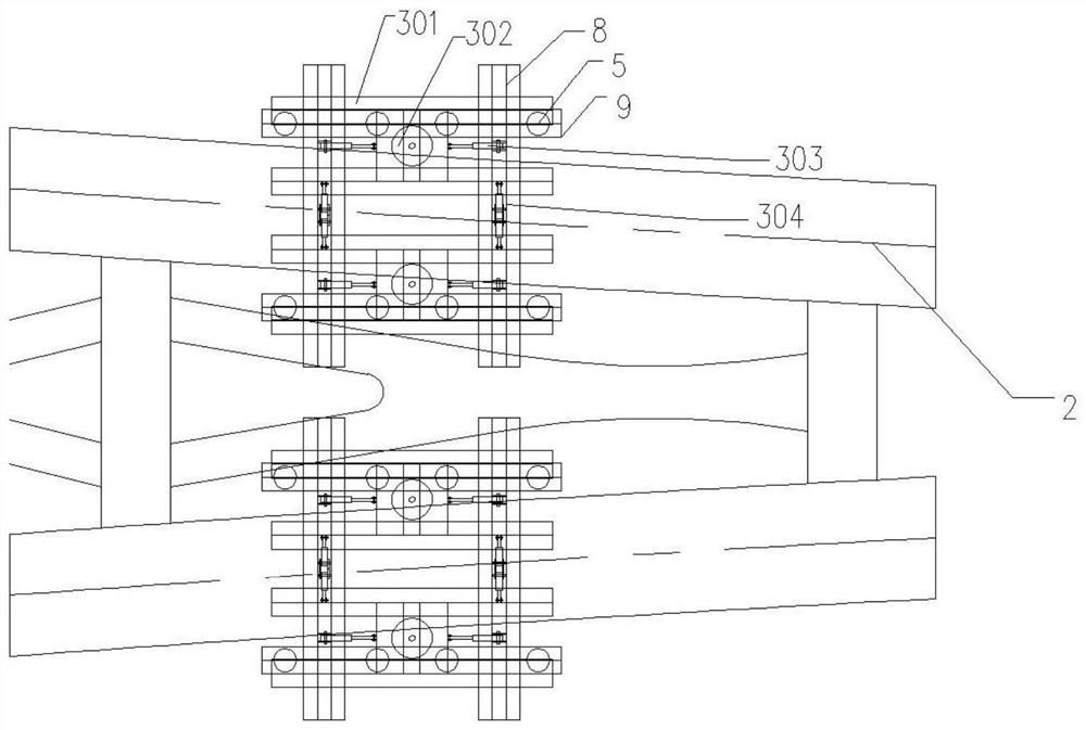 Typhoon area through type steel arch bridge steel arch rib lifting method and alignment adjusting device