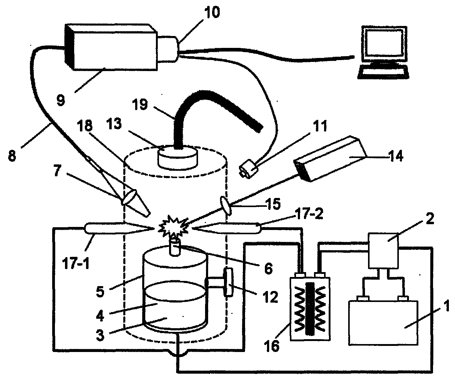 Method and device for detecting liquid sample by using ultrasonic atomization and breakdown spectroscopy