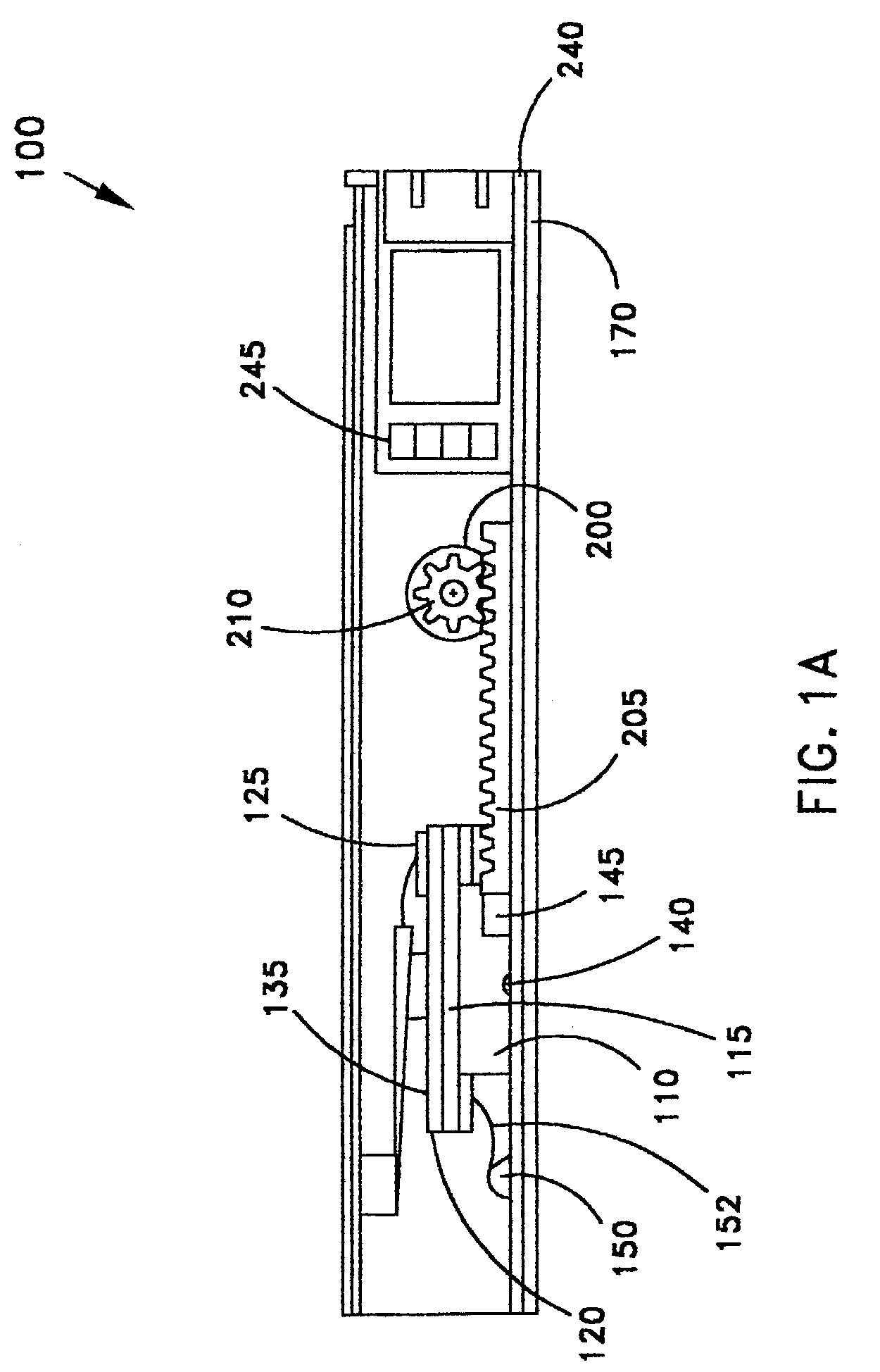 Data access device using rotational head to access data stored in data strips and data arc segments or data circles