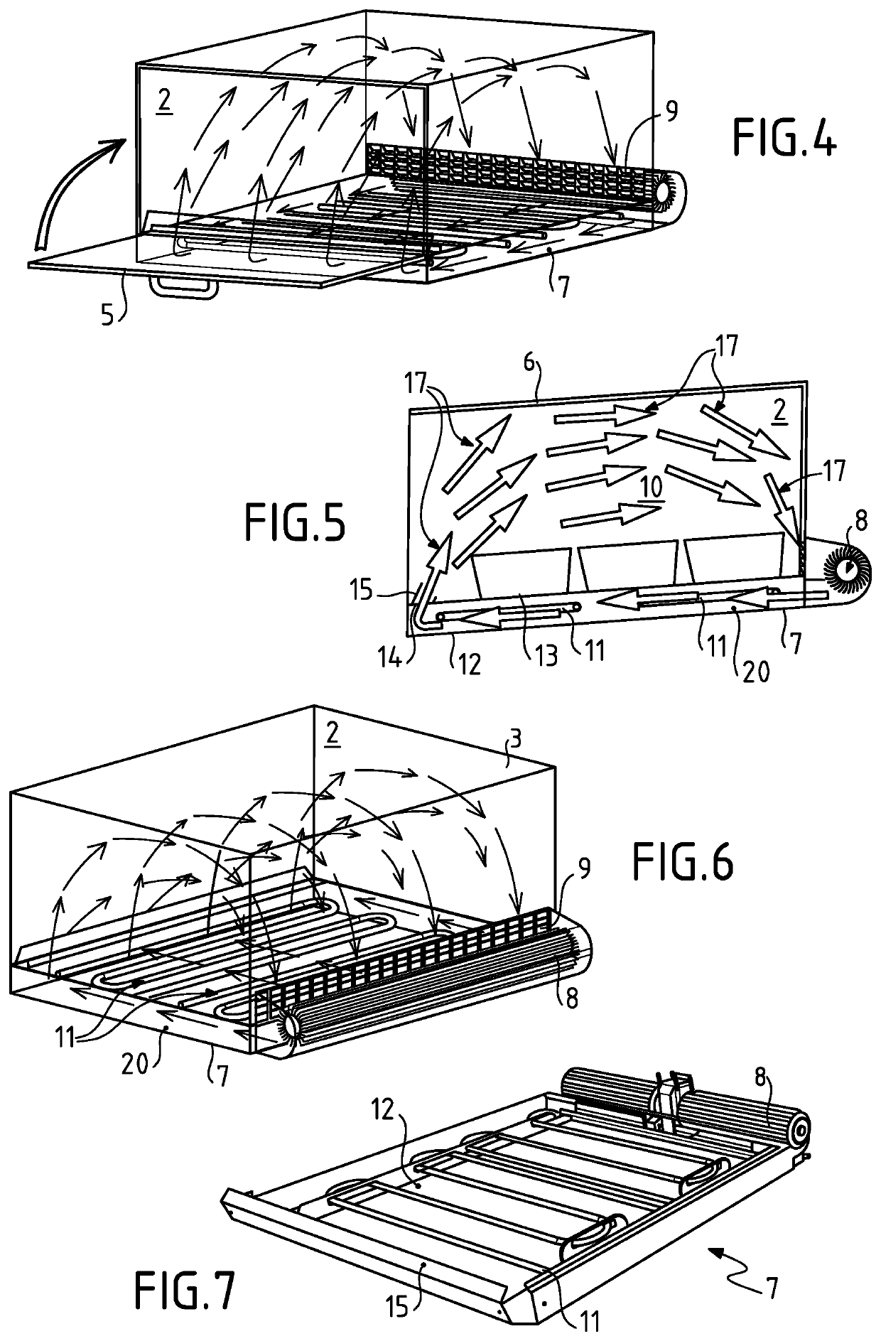 Cabinet with enclosures for keeping food products at a hot temperature