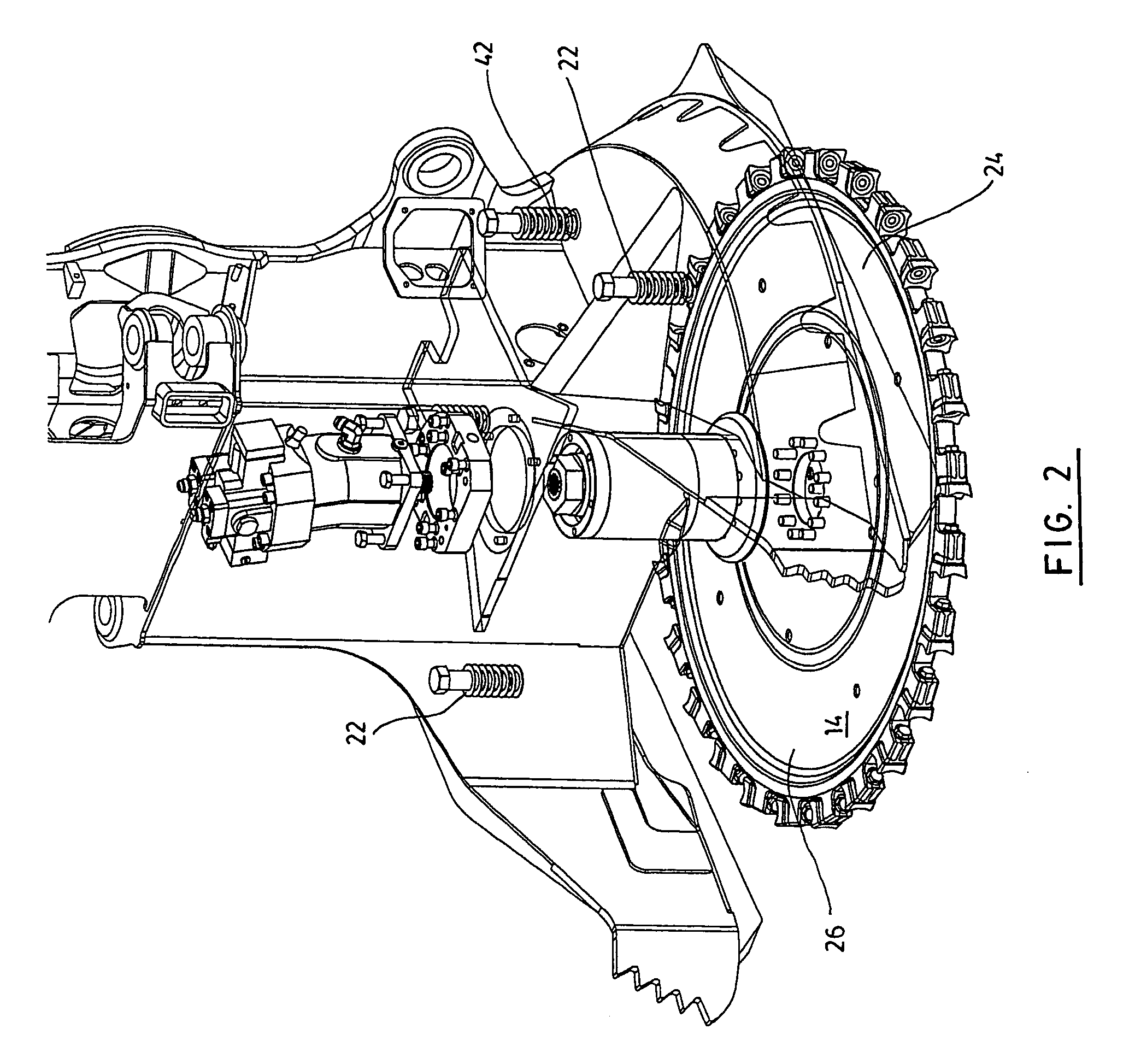 Stabilizing mechanism for a tree-felling head