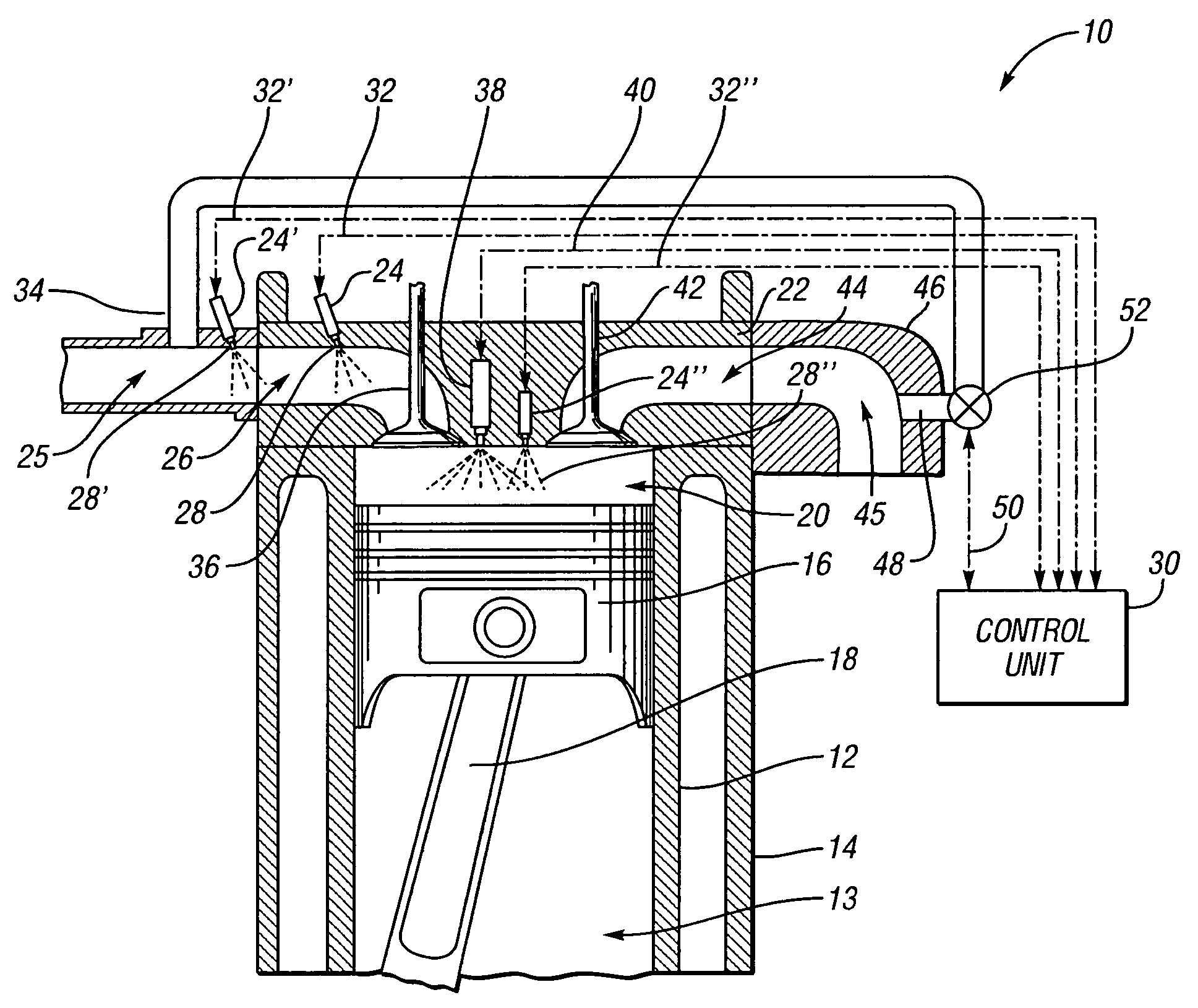 Compression-ignited IC engine and method of operation