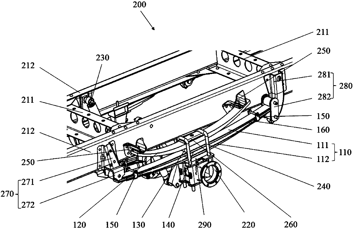 Composite material main and auxiliary spring assembly and suspension