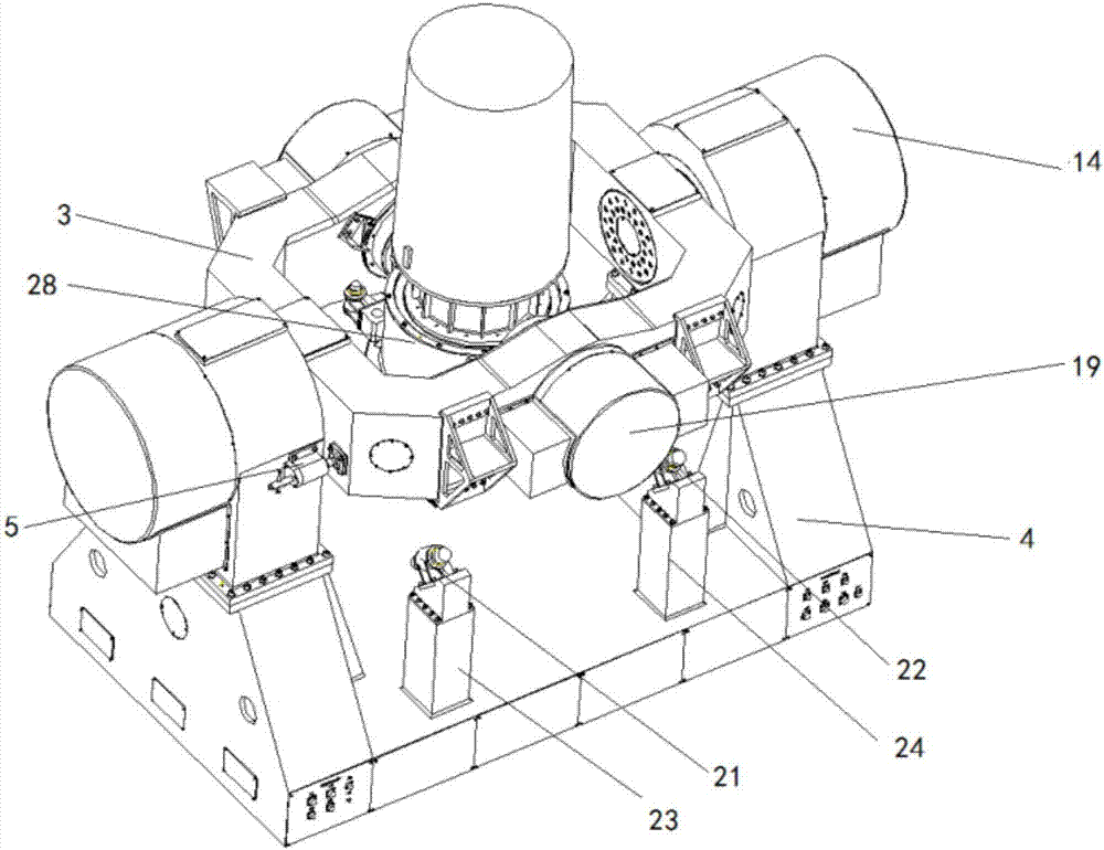 Hollow high-precision three-axis horizontal turntable in heavy load