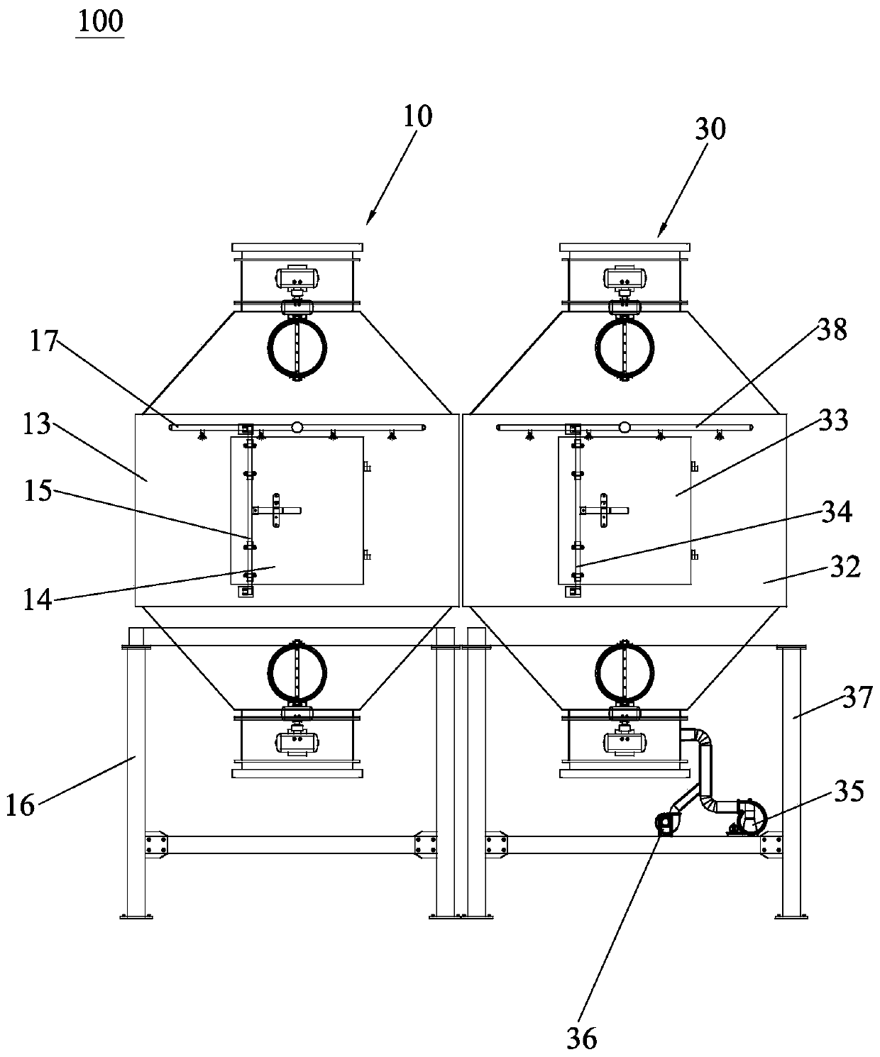 Activated carbon adsorption and catalytic combustion device for VOCs waste gas treatment