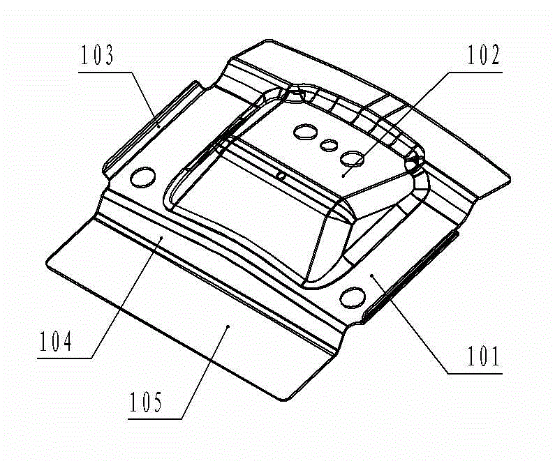 Stamping die of automobile back door lock reinforcing plate