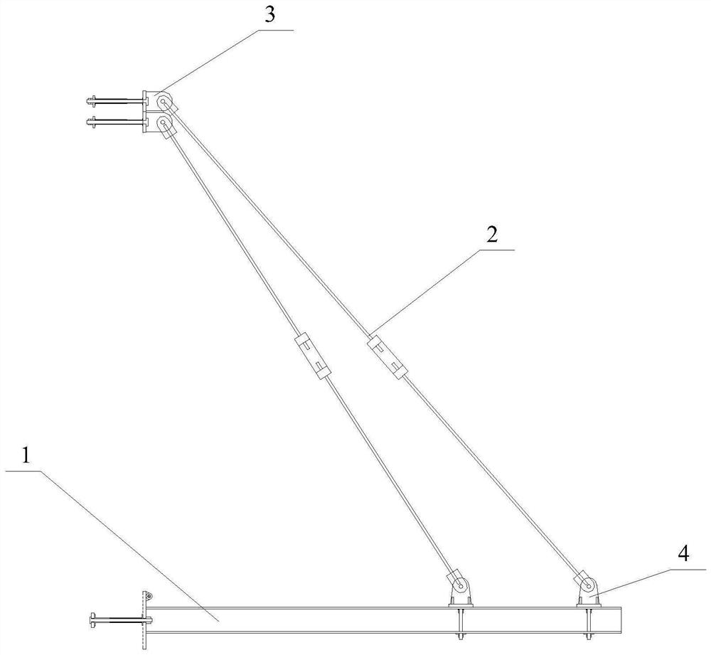 A tie-down system for prefabricated hanging scaffolding