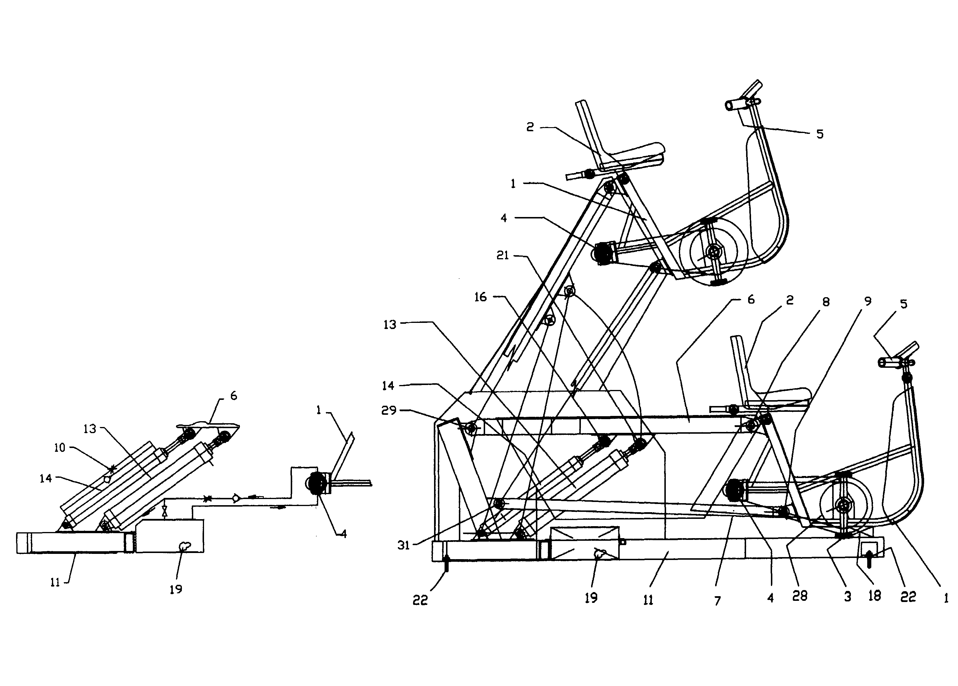 Elevating exercise bicycle