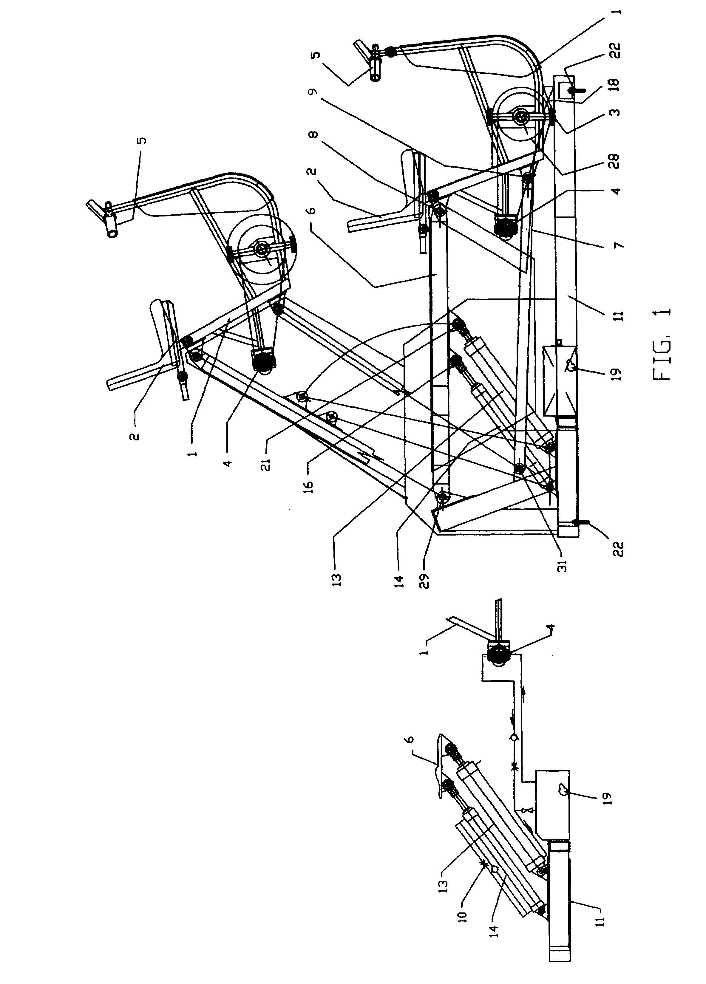 Elevating exercise bicycle