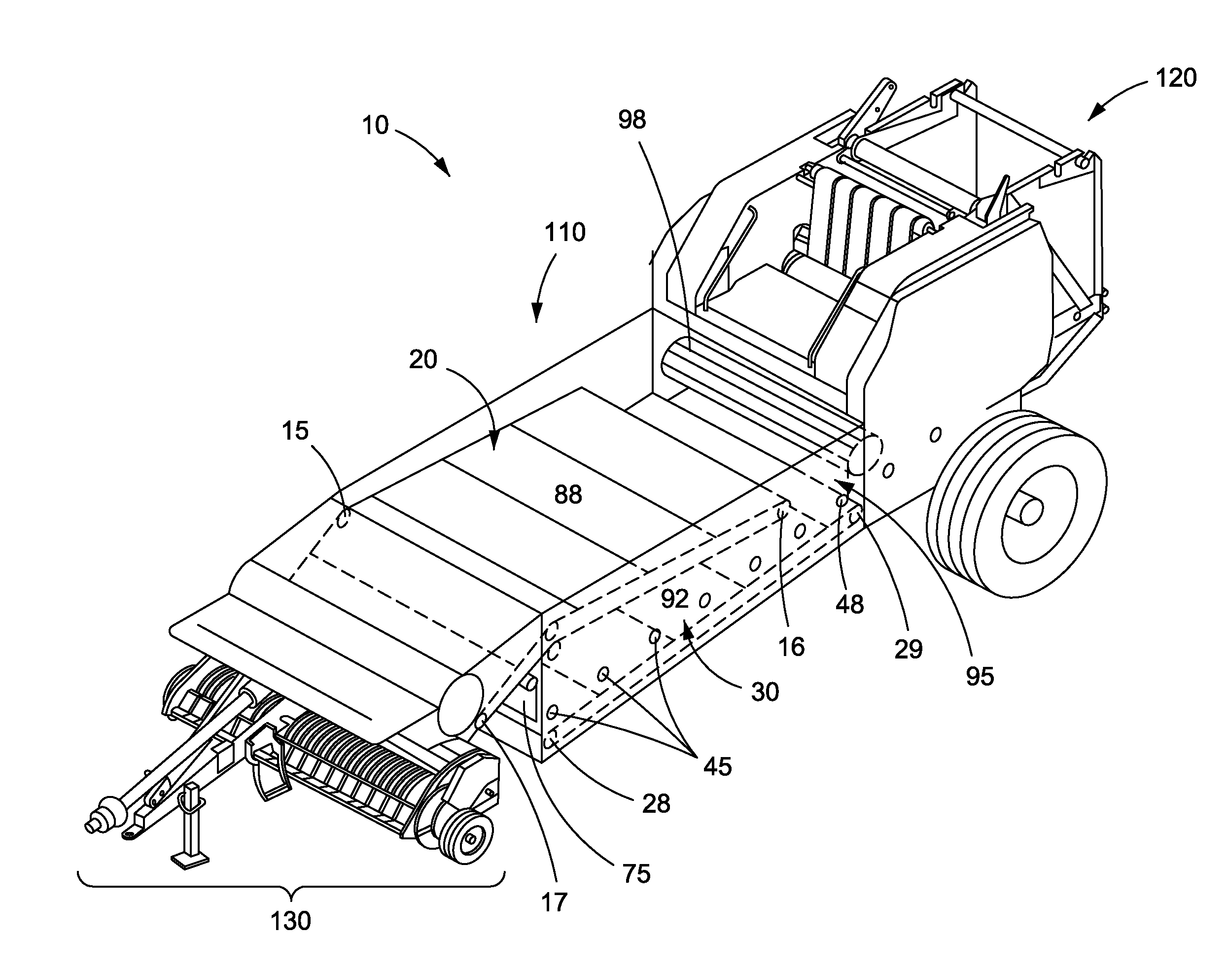 Continuous crop accumulator for agricultural harvesters