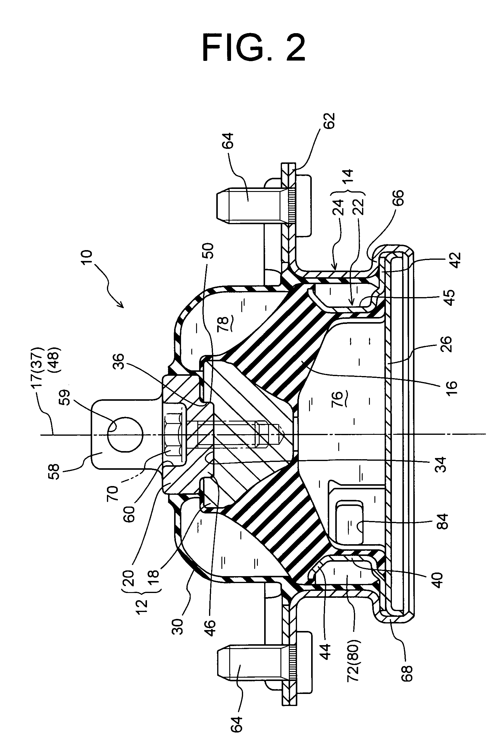 Fluid filled vibration damping device