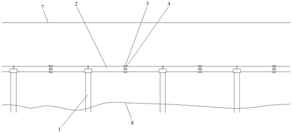 A pre-tensioned submarine vacuum pipeline structure and its stretching method