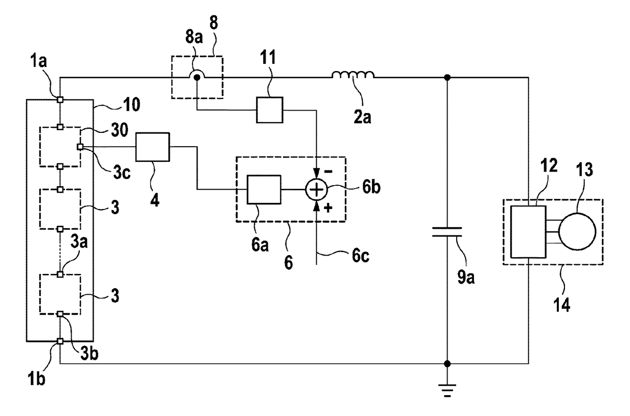 Attenuation circuit for an energy storage device and method for attenuating oscillations of the output current of an energy storage device